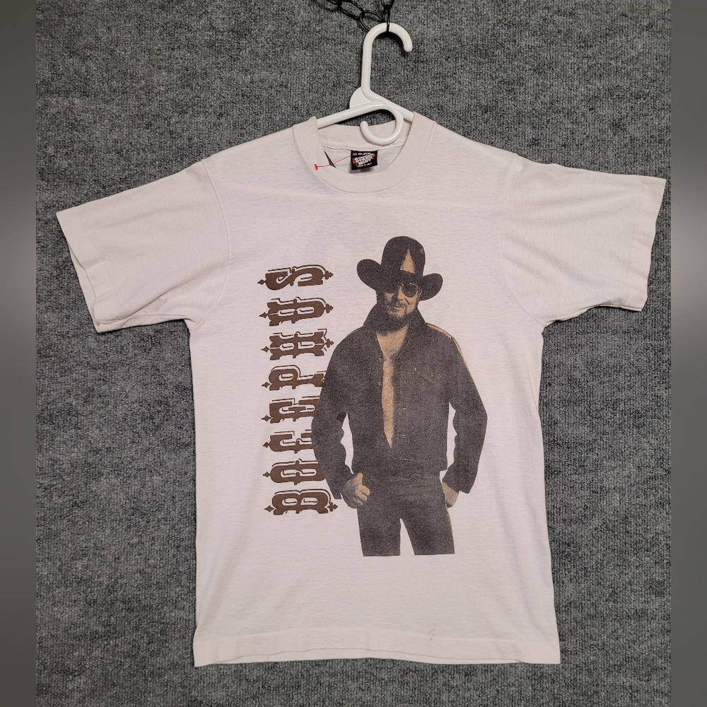 HANK WILLIAMS JR White Graphic T-Shirt with Cowboy Print Fan Club